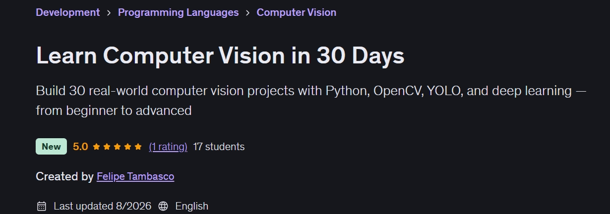 Imágenes · Aprender la visión de la computadora en 30 días 2026-8
