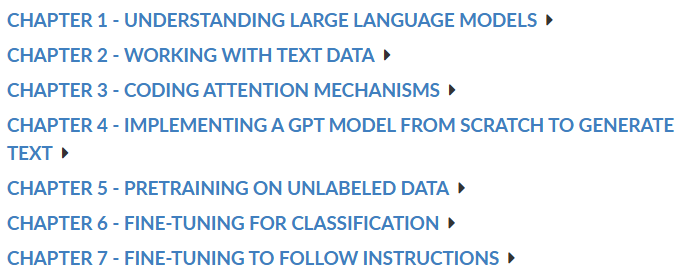 Course topics · Manning – Master and Build Large Language Models 2025-7