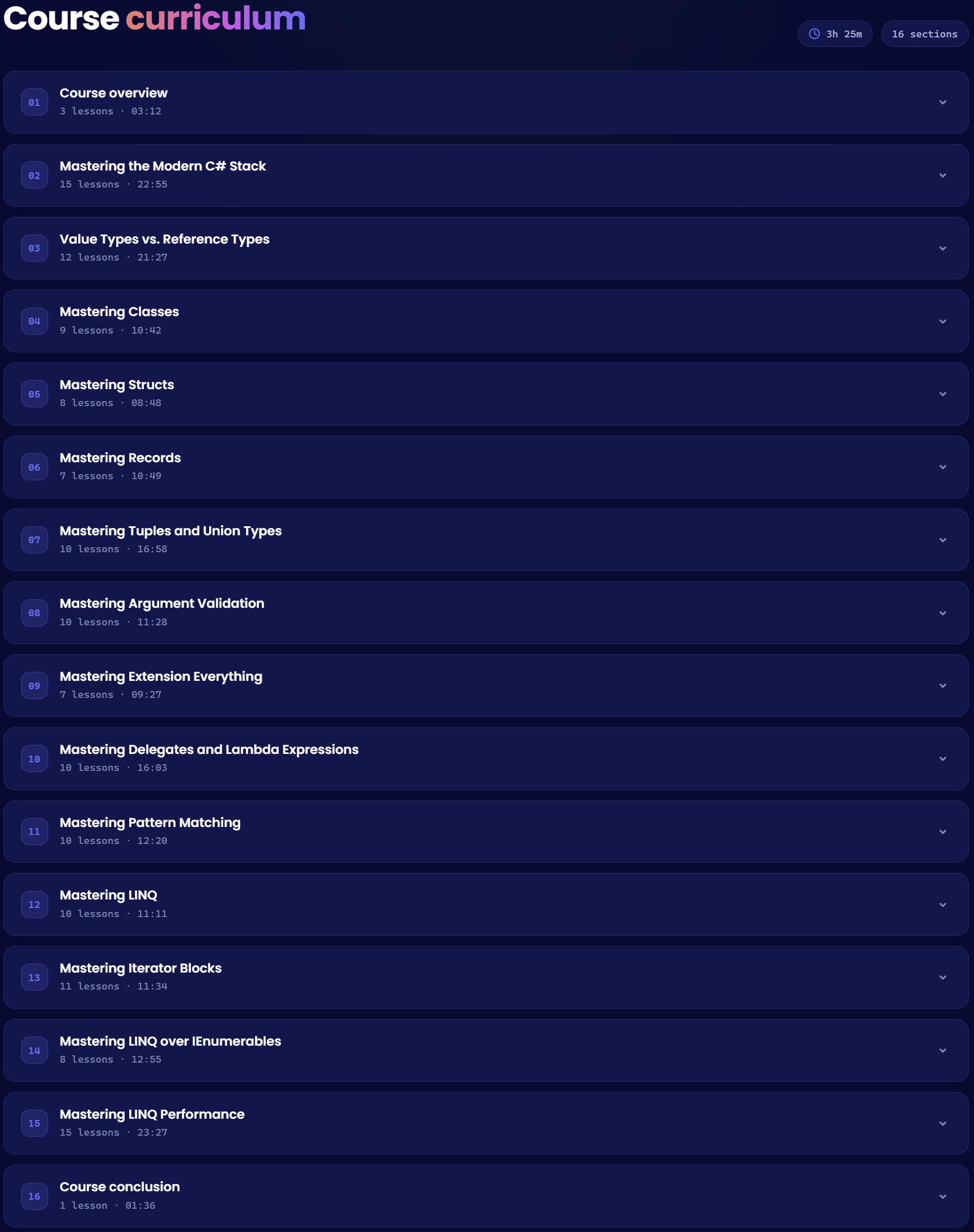 Kursthemen · Dometrain – Mastering: C# 2026-7