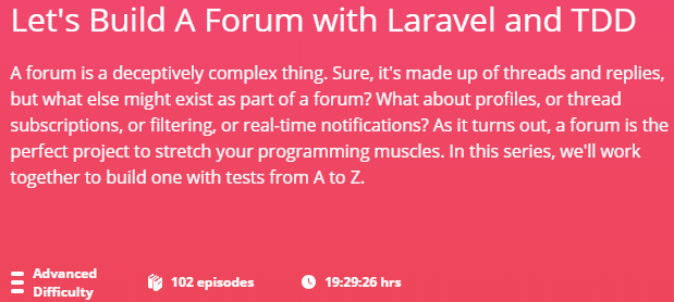 Pictures · Laracasts — Let\’s Build A Forum with Laravel and TDD 2019-3