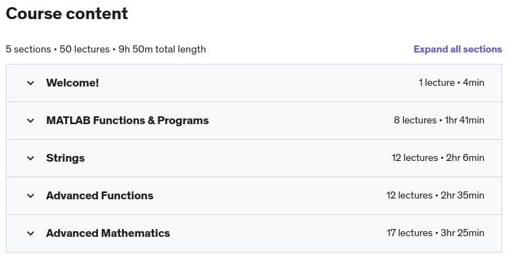 Course topics · MATLAB for Engineering Students Part 2 2019-6