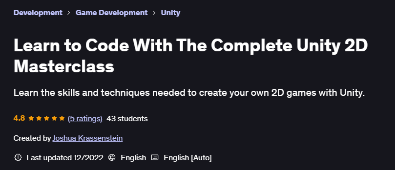 Pictures · Udemy — Learn to Code With The Complete Unity 2D Masterclass 2022-10