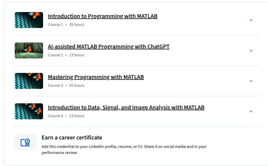 Course topics · MATLAB Programming for Engineers and Scientists Specialization 2025-11