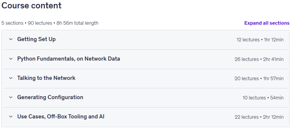 Course topics · Python for Network Engineers: Zero to Automated Networks 2026-8