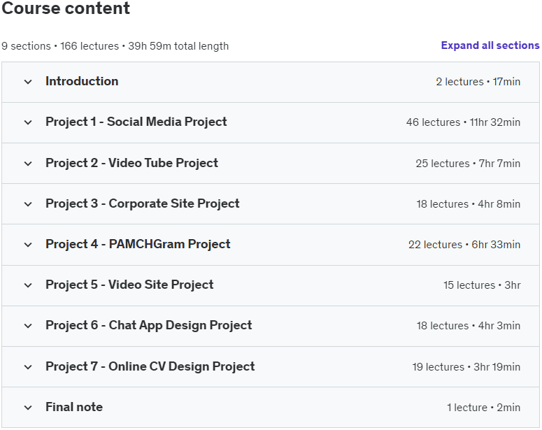 Course topics · Udemy — Practical Grid and Flexbox Website Projects 2024-7