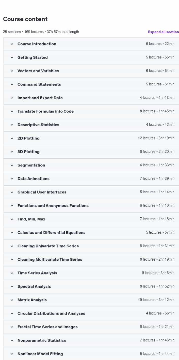 Course topics · Udemy — Master MATLAB through Guided Problem Solving 2025-1