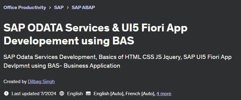 Pictures · Udemy — SAP ODATA Services & UI5 Fiori App Developement using BAS 2024-7