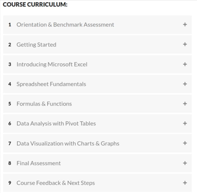 Course topics · Maven Analytics – Microsoft Excel Foundations 2025-10