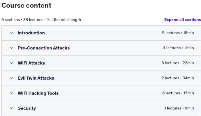 Course topics · Complete WiFi Hacking Course: Beginner to Advanced 2025-1