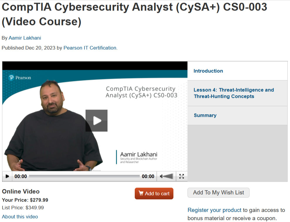 Pictures · Pearson IT Certification – CompTIA Cybersecurity Analyst (CySA+) CS0-003 (Video Course) 2023-11