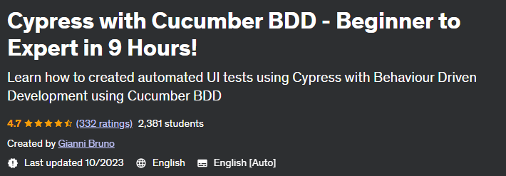 Pictures · Udemy — Cypress with Cucumber BDD – Beginner to Expert in 9 Hours! 2023-2