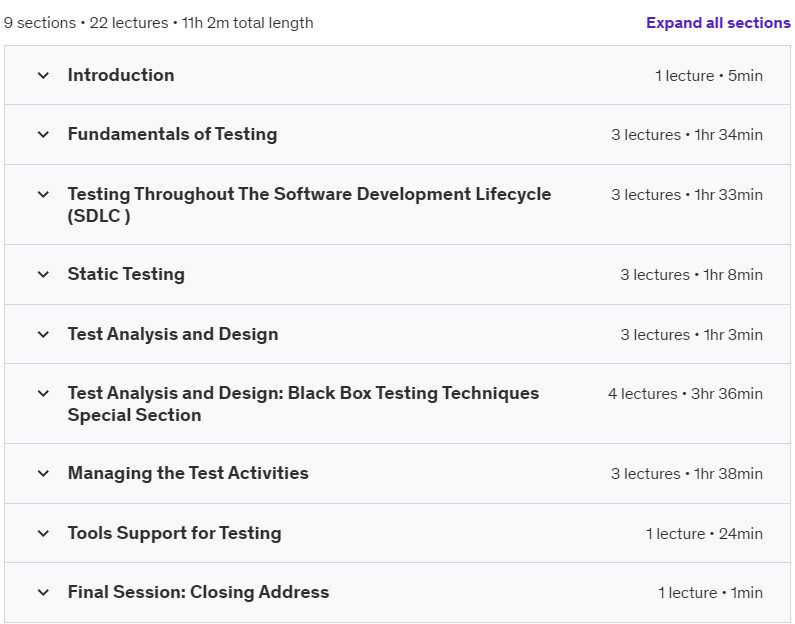 Course topics · Udemy — ISTQB CTFL 4.0 Solution Guide (Over 180 Questions Treated) 2024-10
