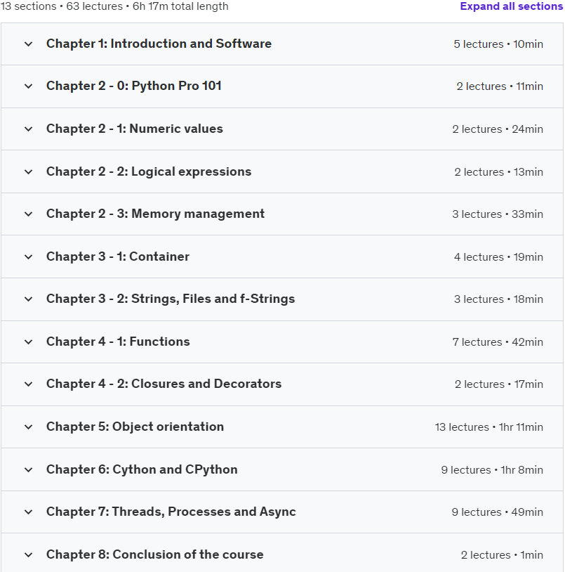 Course topics · Intermediate Python: Memory, Decorator, Async, Cython & more 2024-1