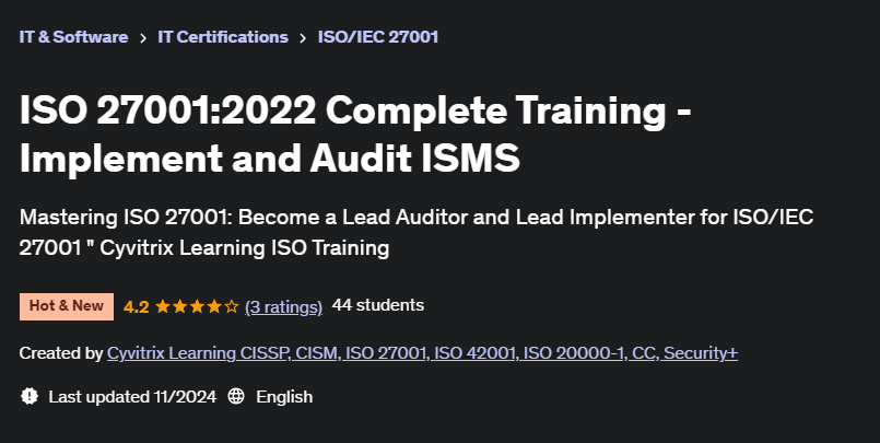 Pictures · Udemy — ISO 27001:2022 Complete Training – Implement and Audit ISMS 2024-9
