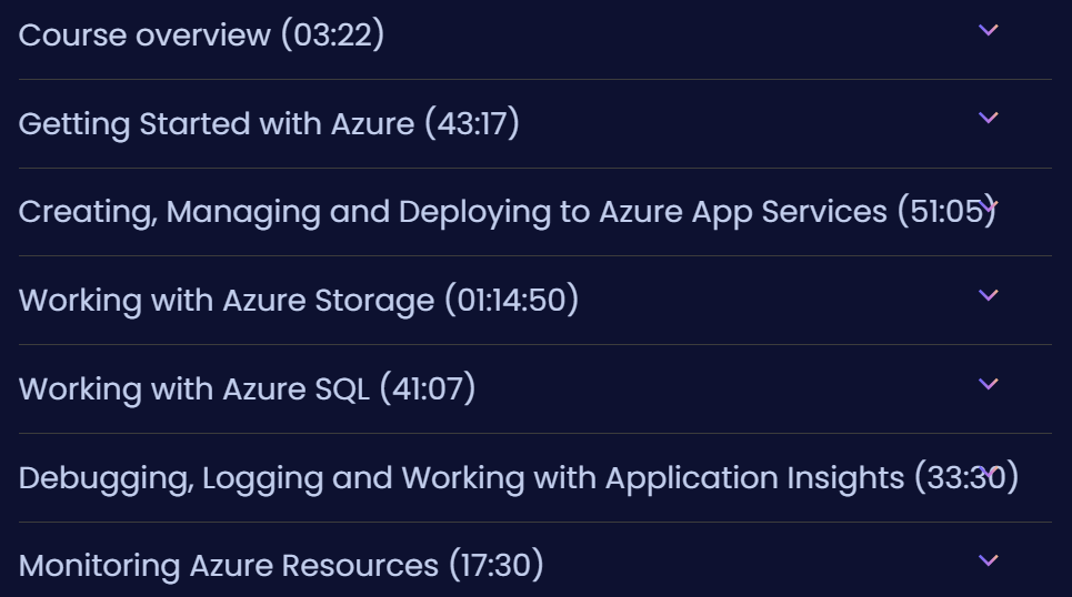 Course topics · Dometrain — Getting Started: Azure for Developers 2024-12