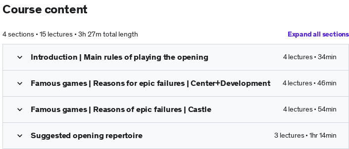 Course topics · Udemy — Understanding chess openings | How to play ANY opening well 2021-11