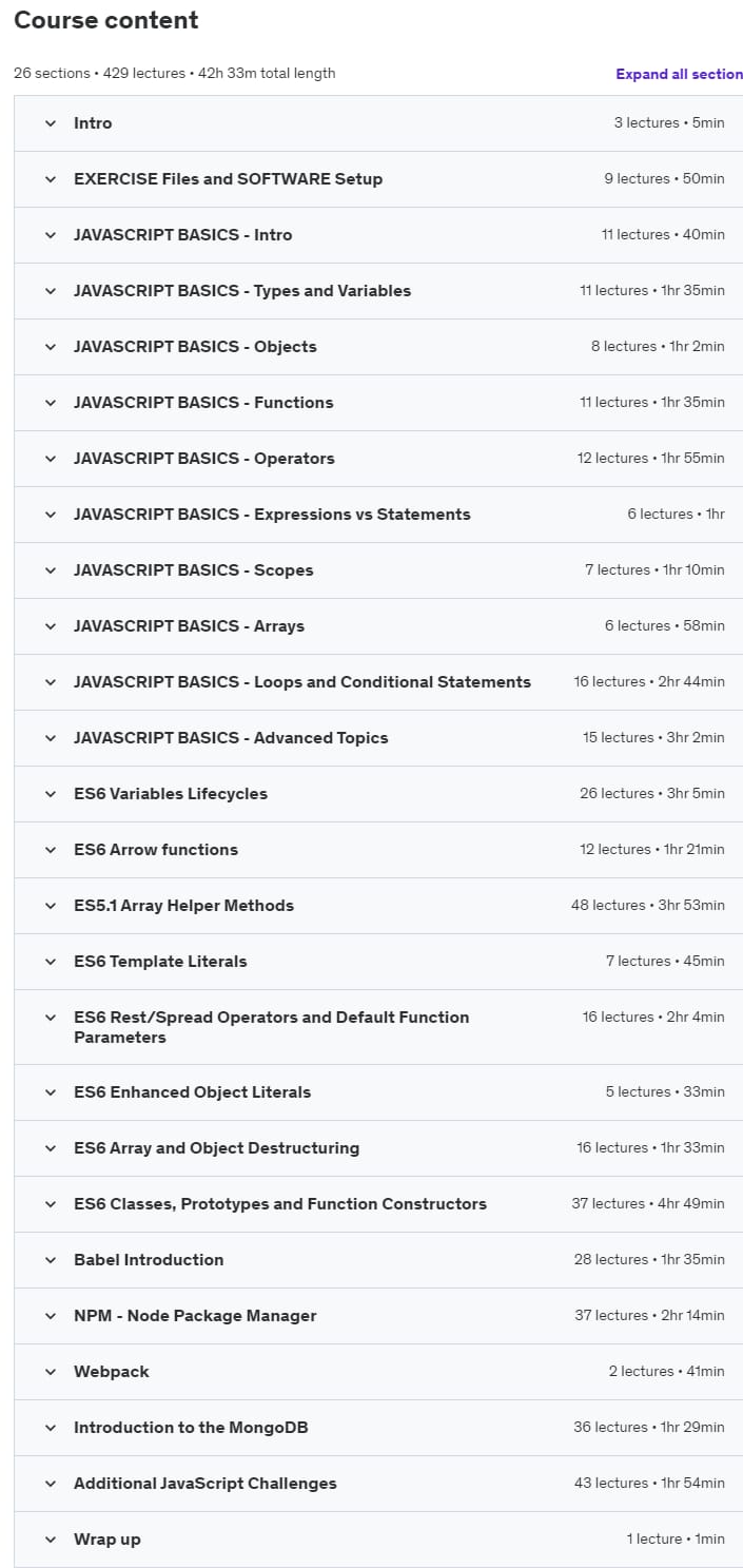 Course topics · Udemy — The JavaScript Bible – JavaScript Bootcamp 2023-3