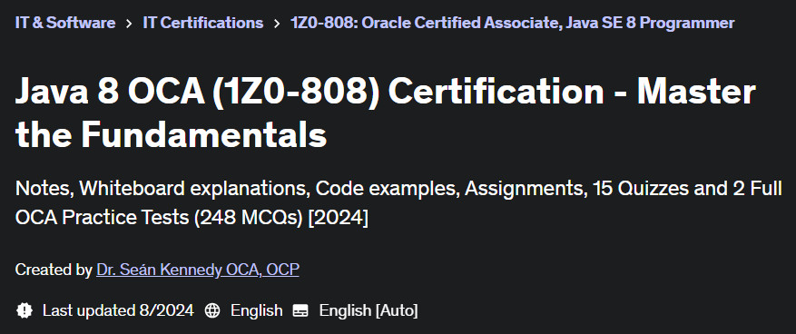 Pictures · Java 8 OCA (1Z0-808) Certification – Master the Fundamentals 2024-8