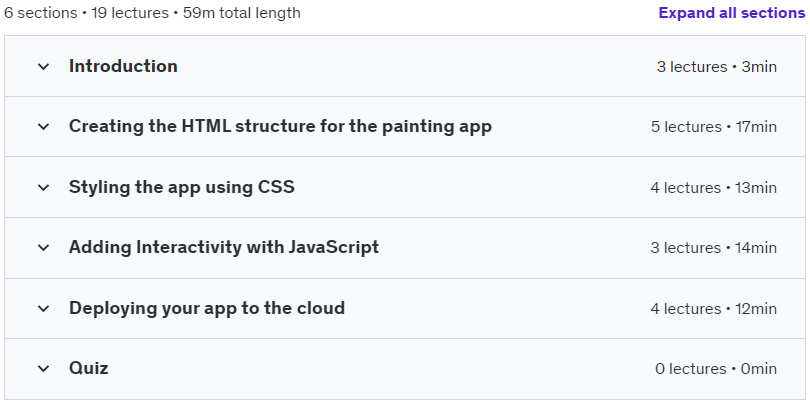 Course topics · Udemy — Build An Interactive Drawing App with HTML | CSS| JavaScript 2024-3
