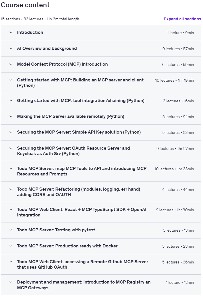 Temas del curso · Maestría Generativa AITítulo: MCP Developer Bootcamp 2025-9