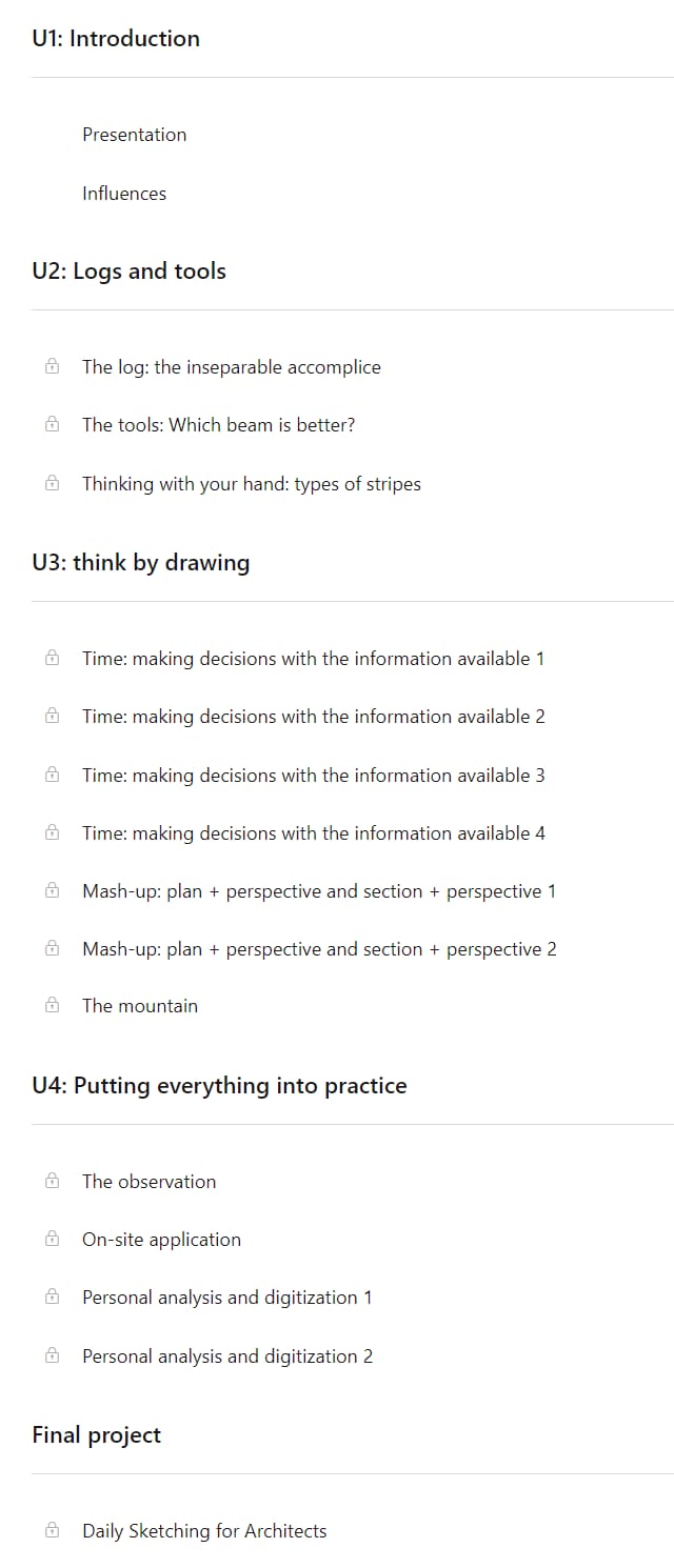 Course topics · Daily Sketching for Architects 2024-6
