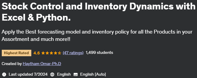 Pictures · Udemy — Stock Control and Inventory Dynamics with Excel & Python. 2023-8