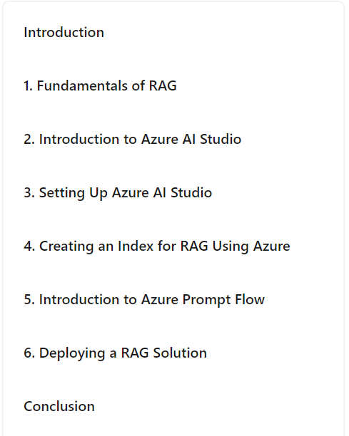 Course topics · LinkedIn — Building RAG Solutions with Azure AI Studio 2024-7