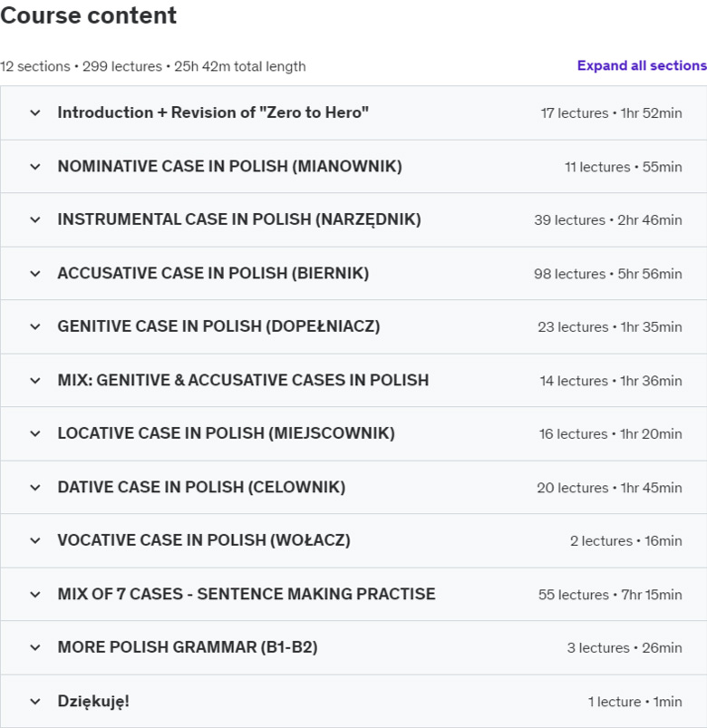 Course topics · Polish Language, Polish Course – Learn Polish Intermediate 2022-10