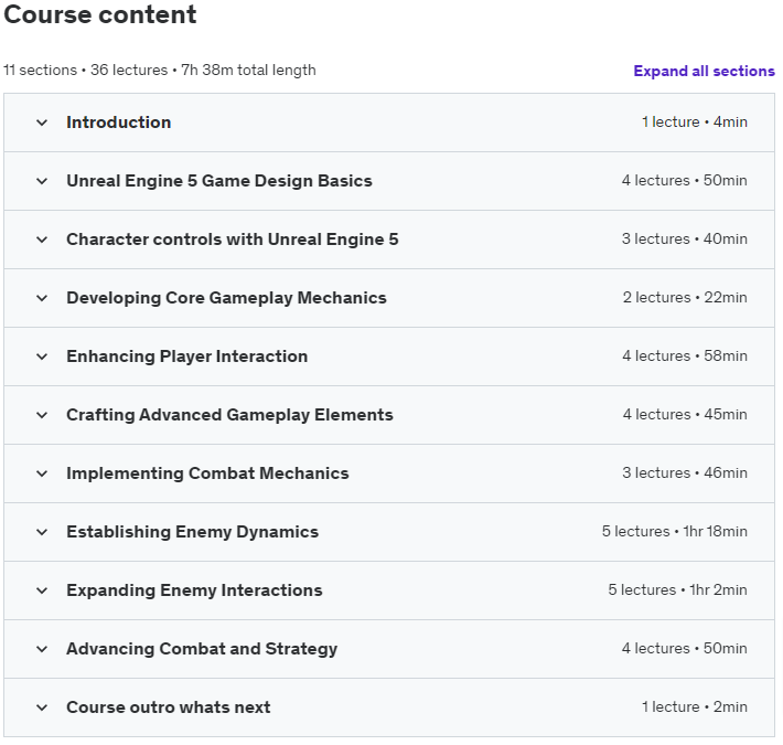Course topics · Unreal Engine 5 Blueprints: Step-by-Step Space Shooter Game 2024-3