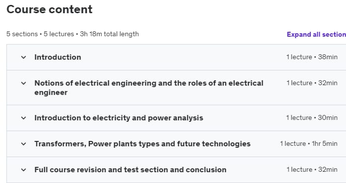 Course topics · Udemy — Electricity, Power plants and renewable energy full course 2024-3