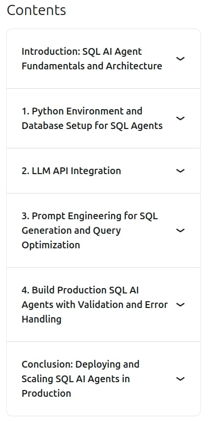 कोर्स के विषय · बनाने के साथ AI: SQL बड़े भाषा मॉडल के साथ एजेंट 2025-10