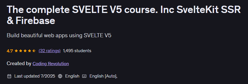 Pictures · The complete SVELTE V5 course. Inc SvelteKit SSR & Firebase 2025-7