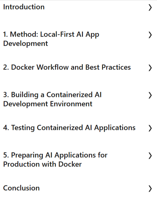 موضوعات الدورة · Docker من أجل المحلية AI تطوير التطبيقات: بناء الوزن الخفيف، حاوية AI التطبيقات 2026-7