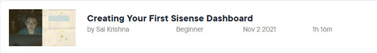 Pictures · Pluralsight — Creating Your First Sisense Dashboard 2021-11