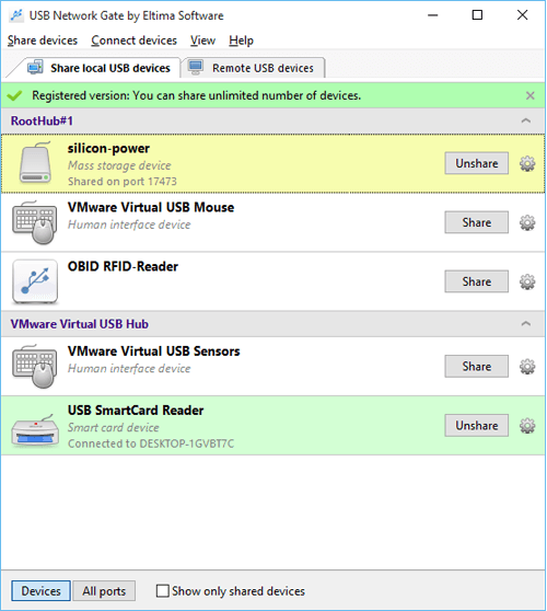 الصور · أبواب شبكة USB 11.0.2736