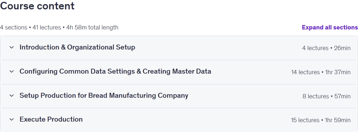 Course topics · Complete Sage X3 Manufacturing Implementation Course 2025-10