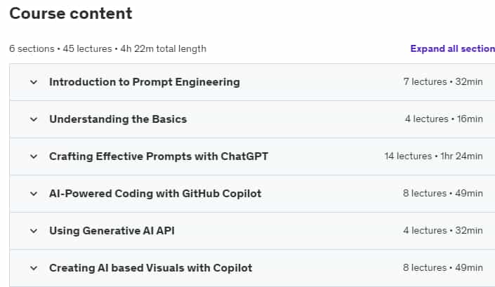 Course topics · Prompt Engineering: Mastering ChatGPT & GitHub Copilot 2024-8