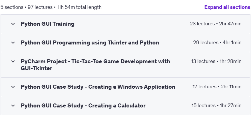 Course topics · Python GUI Development Masterclass: Build Interactive Apps 2024-3