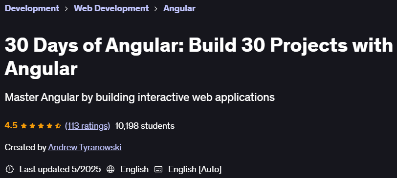Pictures · Udemy — 30 Days of Angular: Build 30 Projects with Angular 2025-2