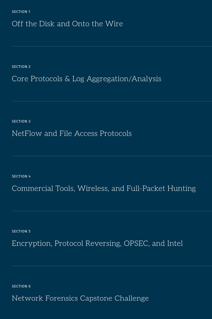 Course topics · Sans — FOR572: Advanced Network Forensics: Threat Hunting, Analysis, and Incident Response 2022-3