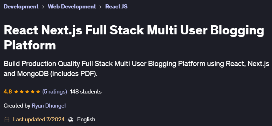 Pictures · Udemy — React Next.js Full Stack Multi User Blogging Platform 2024-2