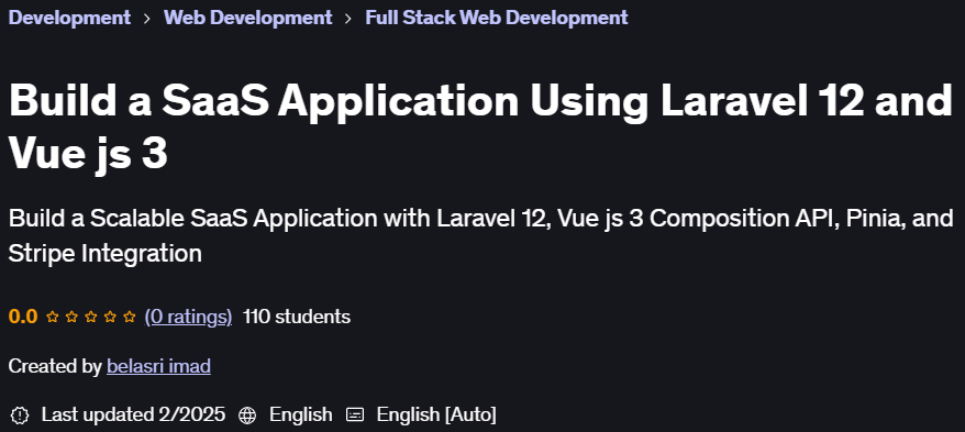 Pictures · Udemy — Build a SaaS Application Using Laravel 12 and Vue js 3 2025-1