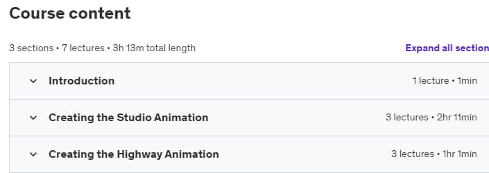 Course topics · Unreal Engine 5: Cinematic Car Animations for Beginners 2024-1