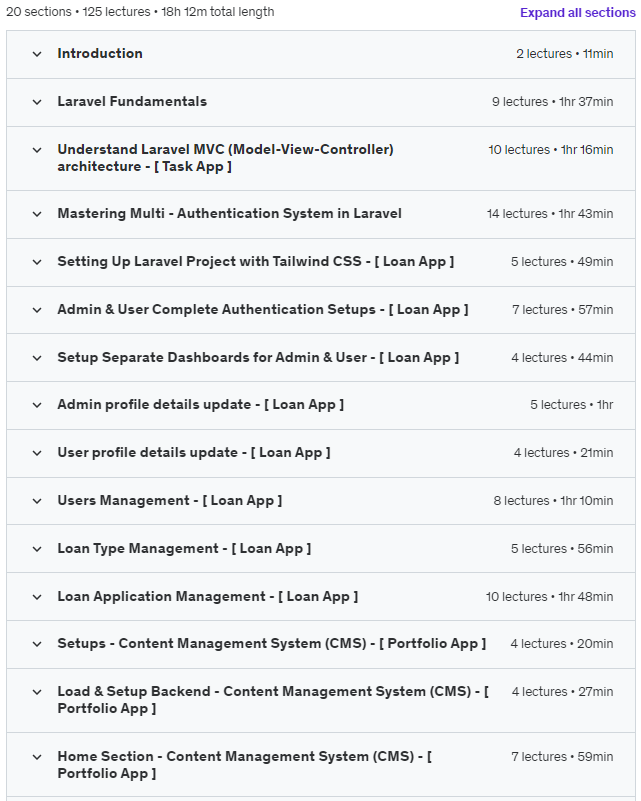 Course topics · Udemy — Laravel 10 – Mastery Course with Projects (2023) 2023-8