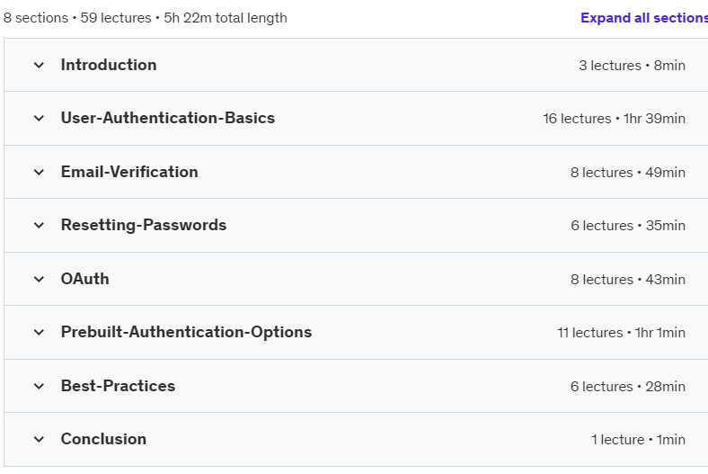 Course topics · Udemy — Secure Your React Apps: Mastering Authentication Techniques 2024-8