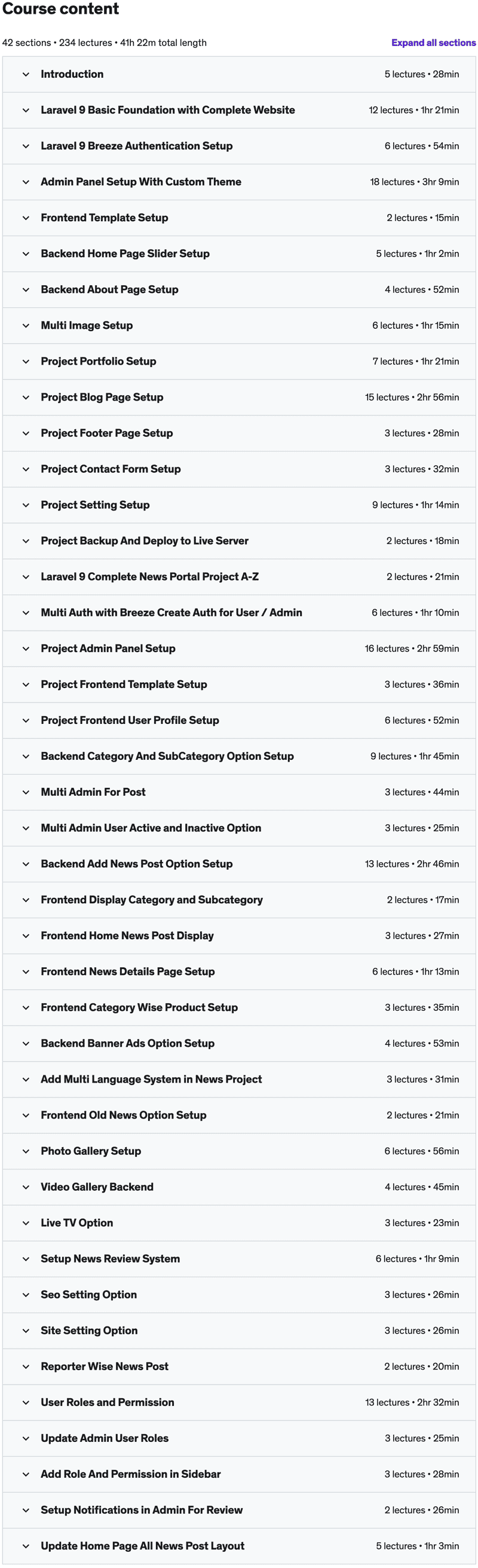 Course topics · Udemy — Laravel 9 A-Z For Beginner With Complete News Portal Website 2022-12