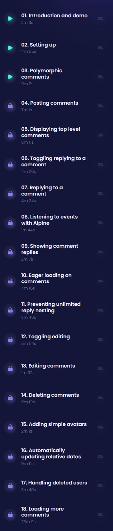 Course topics · CodeCourse — Build a Livewire Comment System 2021-4
