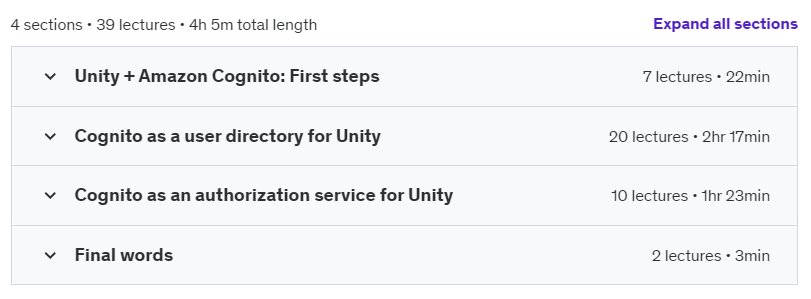 Course topics · Unity 6 + Amazon Cognito: The Ultimate Guide 2024! 2024-9