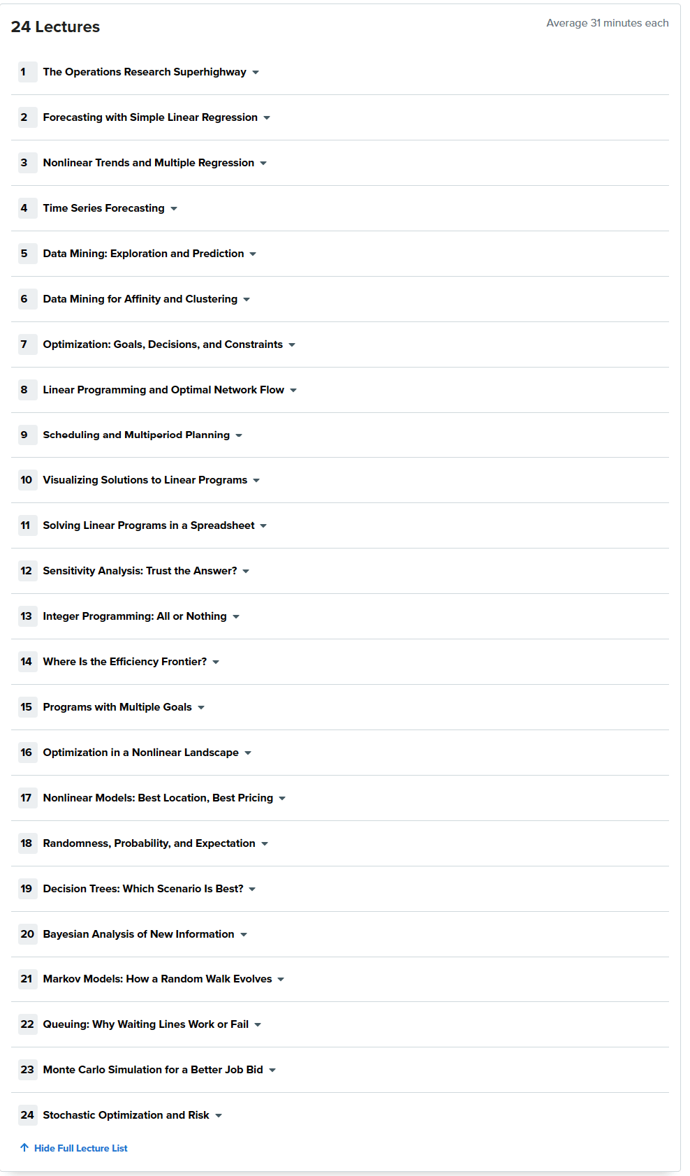Course topics · TTC — Mathematical Decision Making: Predictive Models and Optimization 2021-5