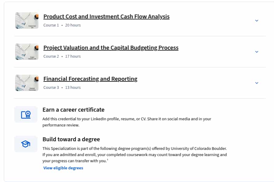 Course topics · Coursera — Finance for Technical Managers Specialization 2025-8